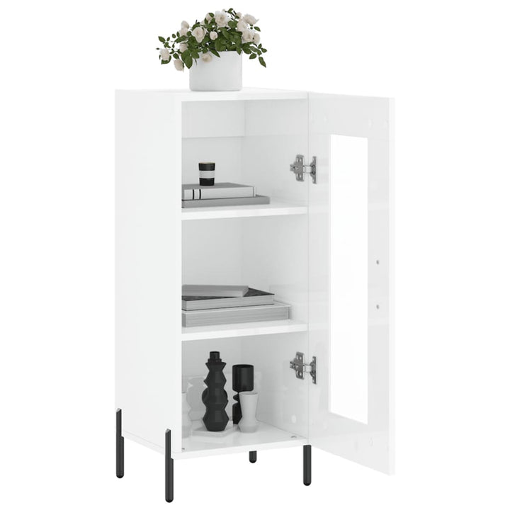 skænk 34,5x34x90 cm konstrueret træ hvid højglans