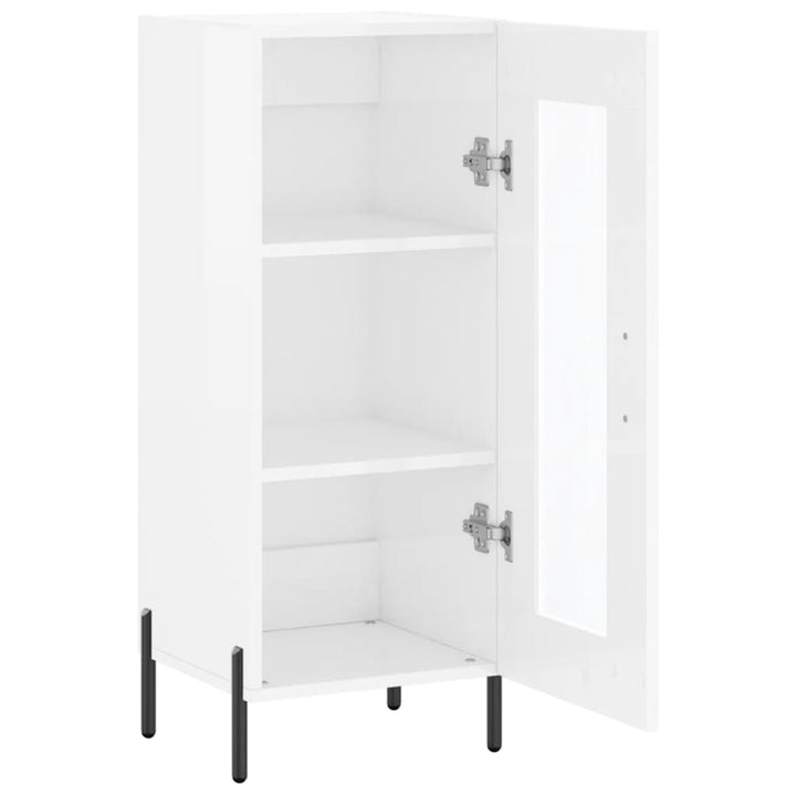 skænk 34,5x34x90 cm konstrueret træ hvid højglans