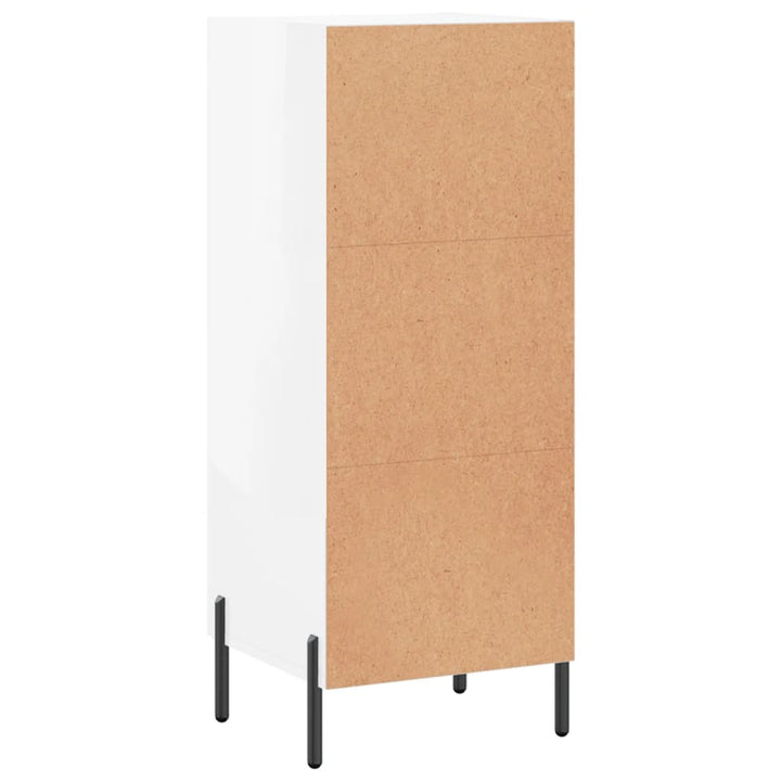 skænk 34,5x34x90 cm konstrueret træ hvid højglans