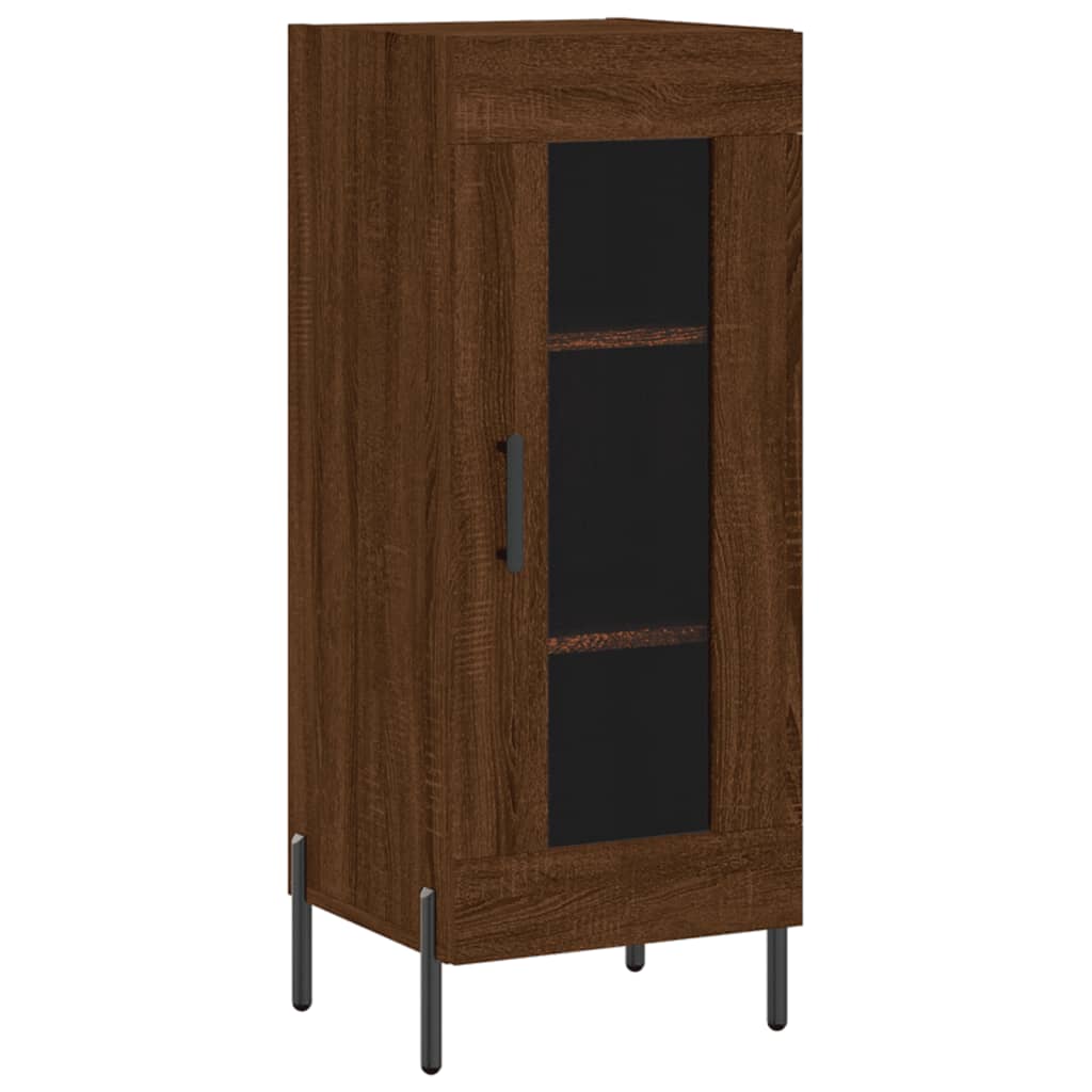 skænk 34,5x34x90 cm konstrueret træ brun egetræsfarve