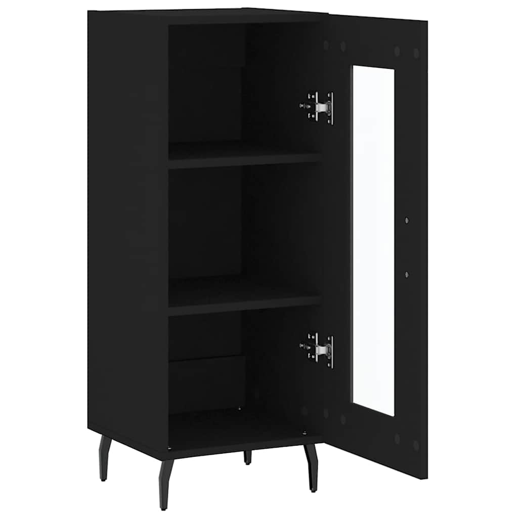 skænk 34,5x34x90 cm konstrueret træ sort