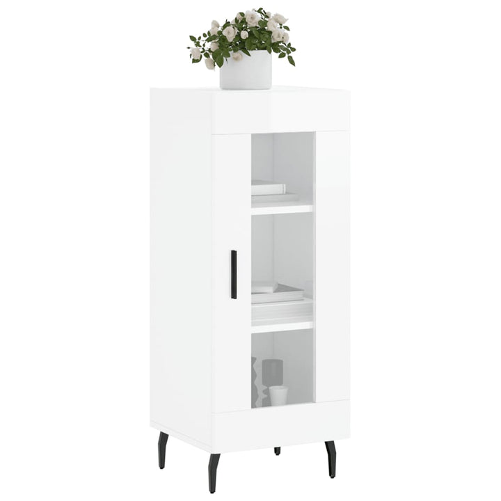 skænk 34,5x34x90 cm konstrueret træ hvid højglans
