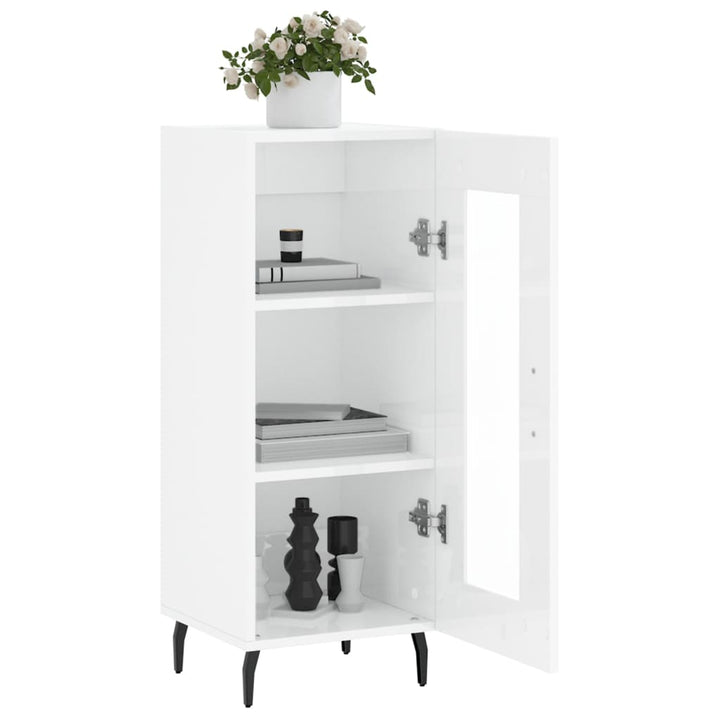 skænk 34,5x34x90 cm konstrueret træ hvid højglans