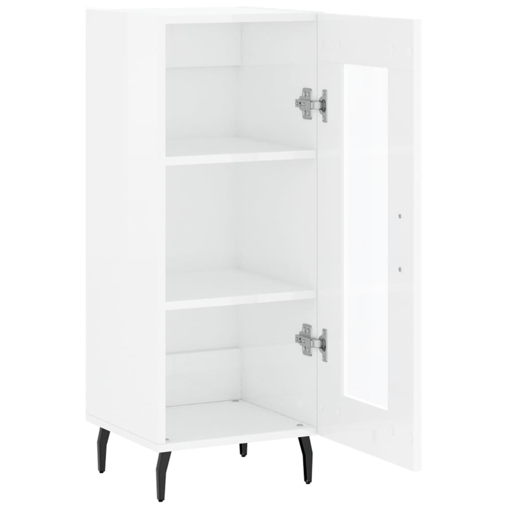 skænk 34,5x34x90 cm konstrueret træ hvid højglans