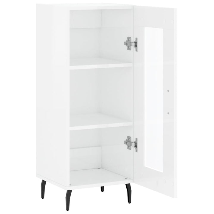 skænk 34,5x34x90 cm konstrueret træ hvid højglans