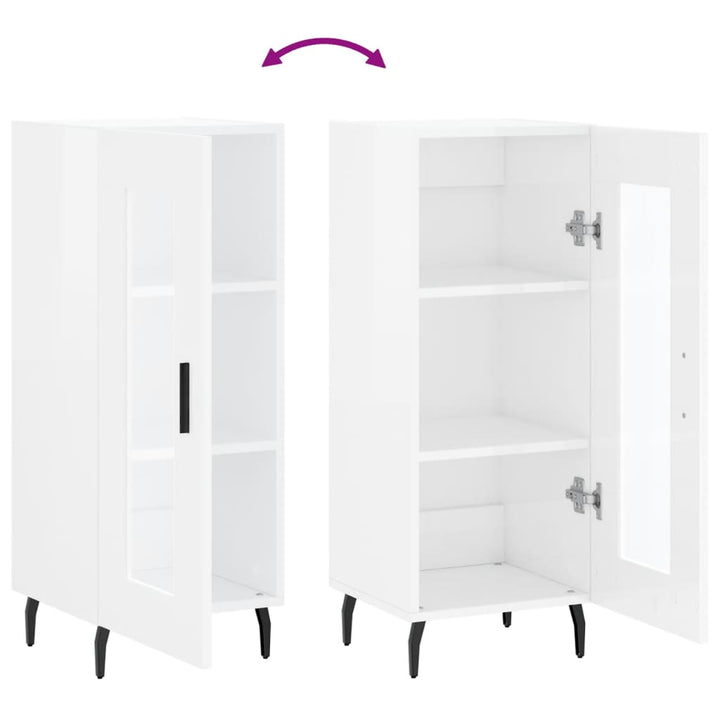 skænk 34,5x34x90 cm konstrueret træ hvid højglans
