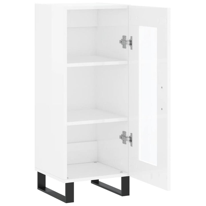 skænk 34,5x34x90 cm konstrueret træ hvid højglans