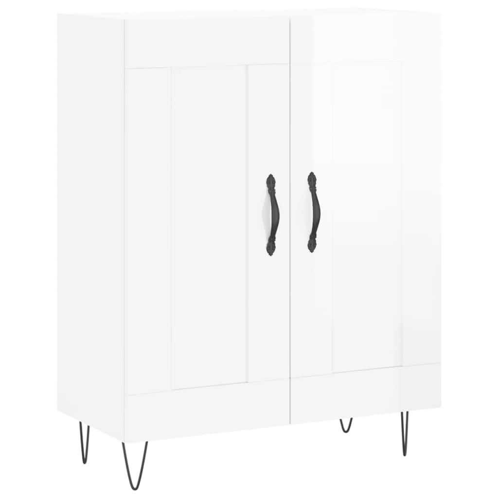 skænk 69,5x34x90 cm konstrueret træ hvid højglans