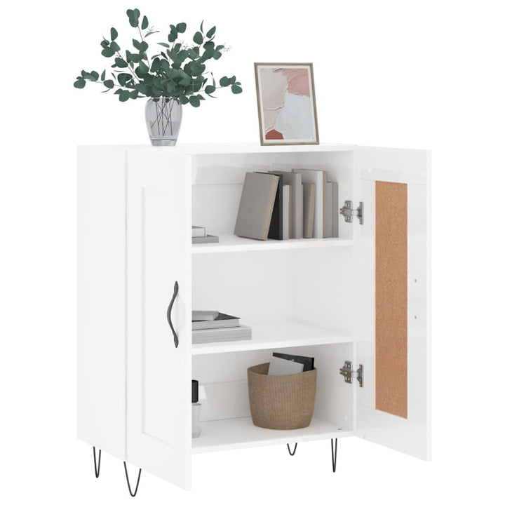 skænk 69,5x34x90 cm konstrueret træ hvid højglans