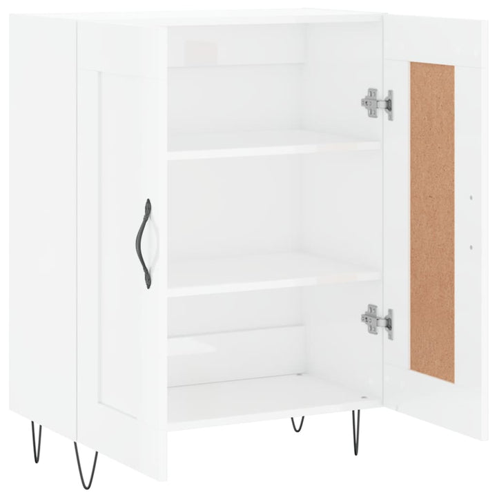 skænk 69,5x34x90 cm konstrueret træ hvid højglans