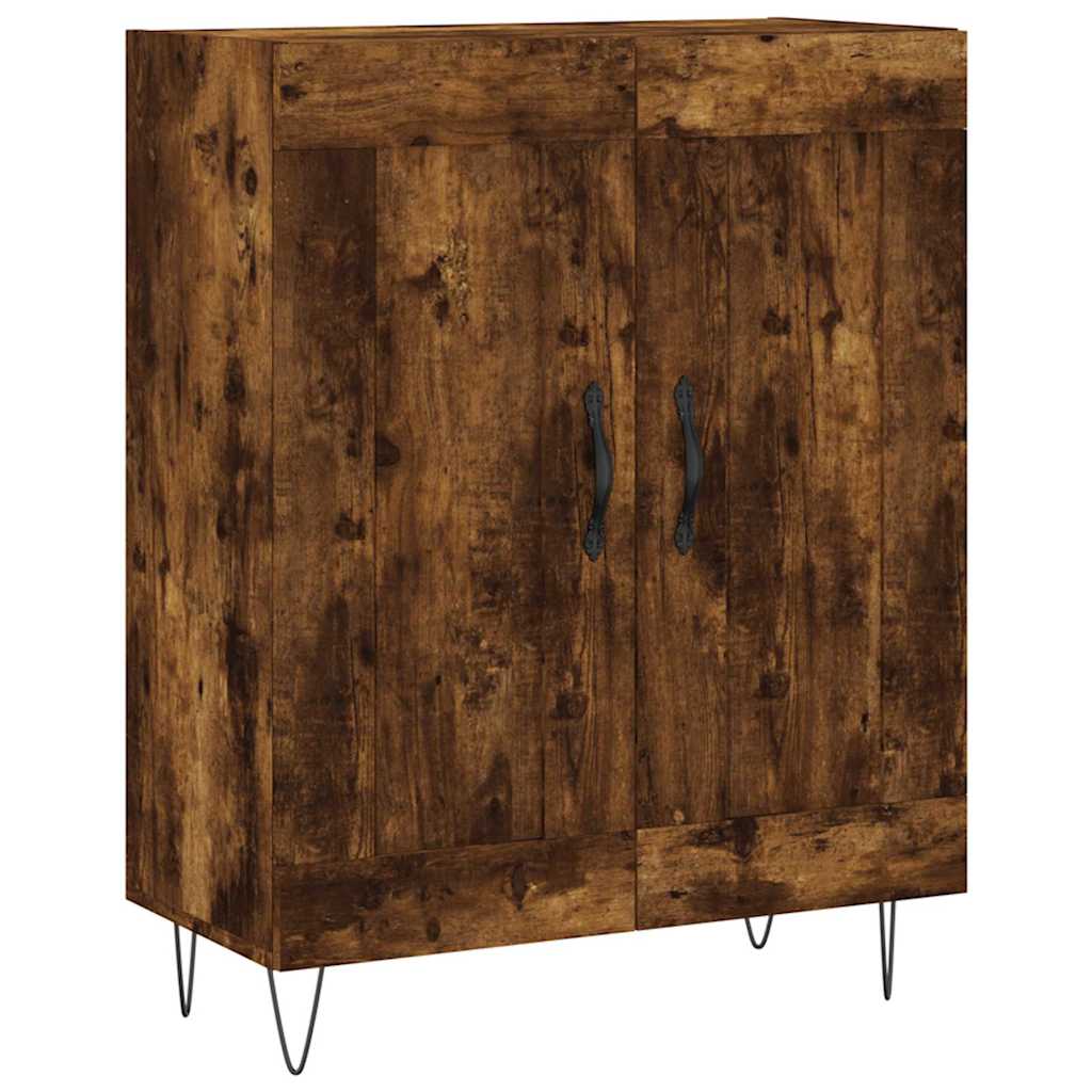 skænk 69,5x34x90 cm konstrueret træ røget egetræsfarve