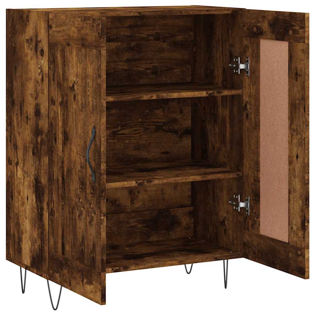 skænk 69,5x34x90 cm konstrueret træ røget egetræsfarve