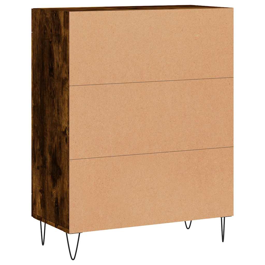 skænk 69,5x34x90 cm konstrueret træ røget egetræsfarve