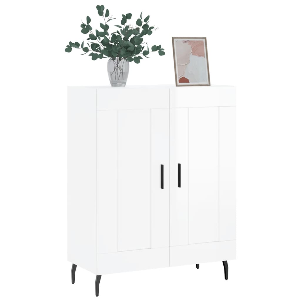 skænk 69,5x34x90 cm konstrueret træ hvid højglans