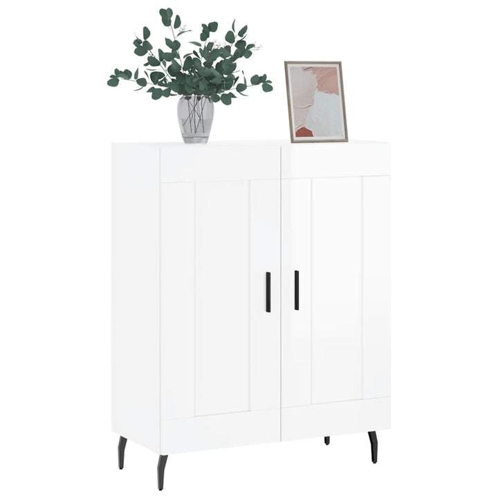 skænk 69,5x34x90 cm konstrueret træ hvid højglans