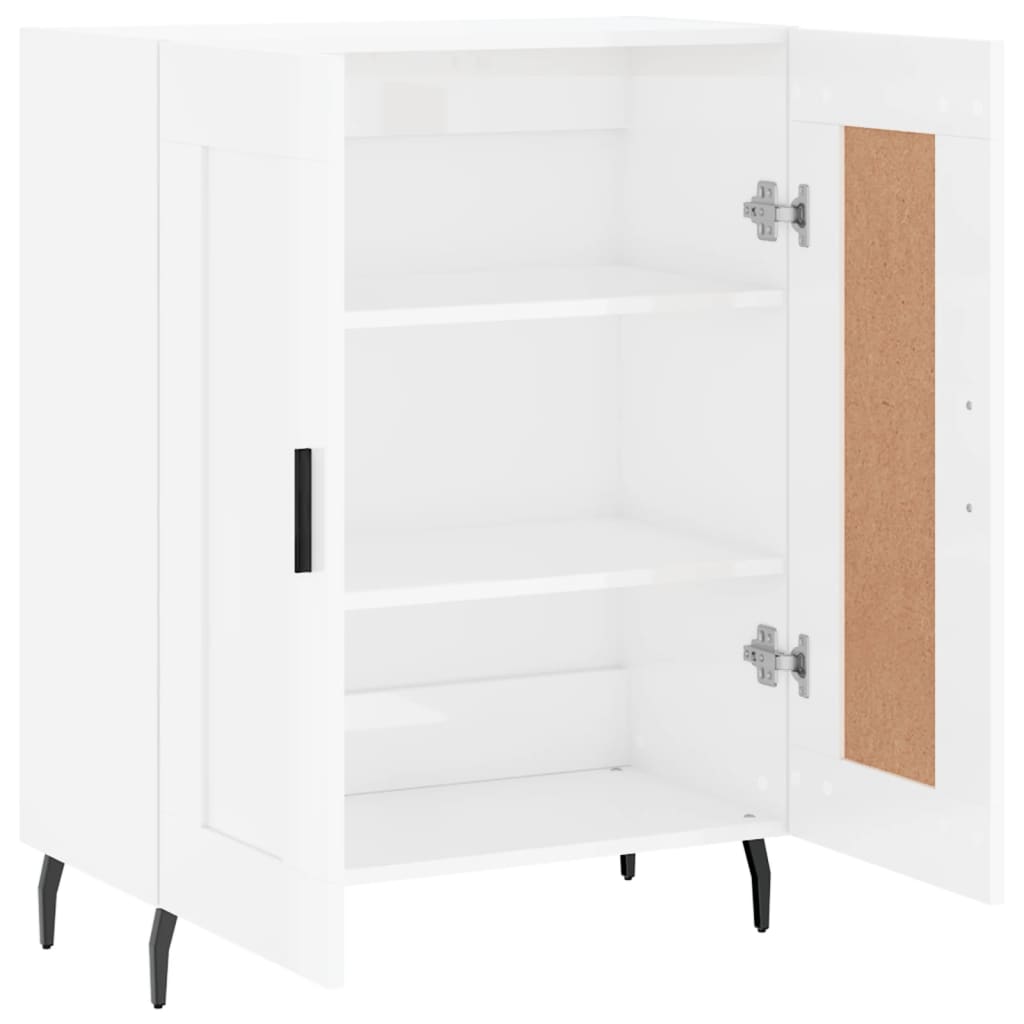 skænk 69,5x34x90 cm konstrueret træ hvid højglans