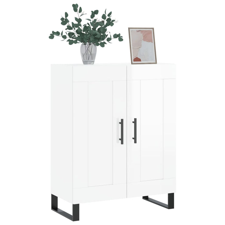 skænk 69,5x34x90 cm konstrueret træ hvid højglans