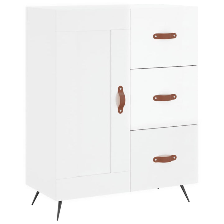 skænk 69,5x34x90 cm konstrueret træ hvid højglans