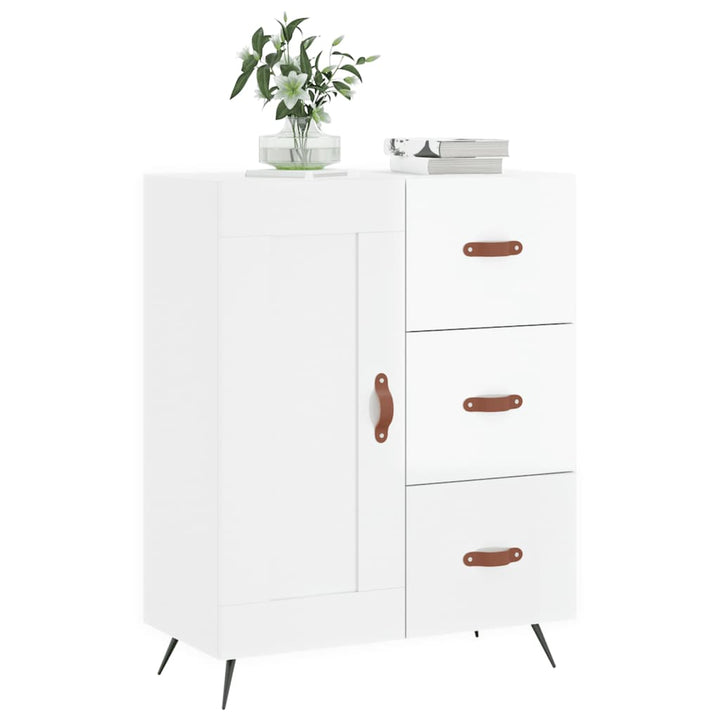 skænk 69,5x34x90 cm konstrueret træ hvid højglans