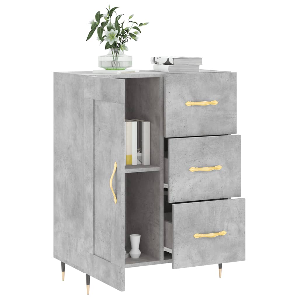 skænk 69,5x34x90 cm konstrueret træ betongrå