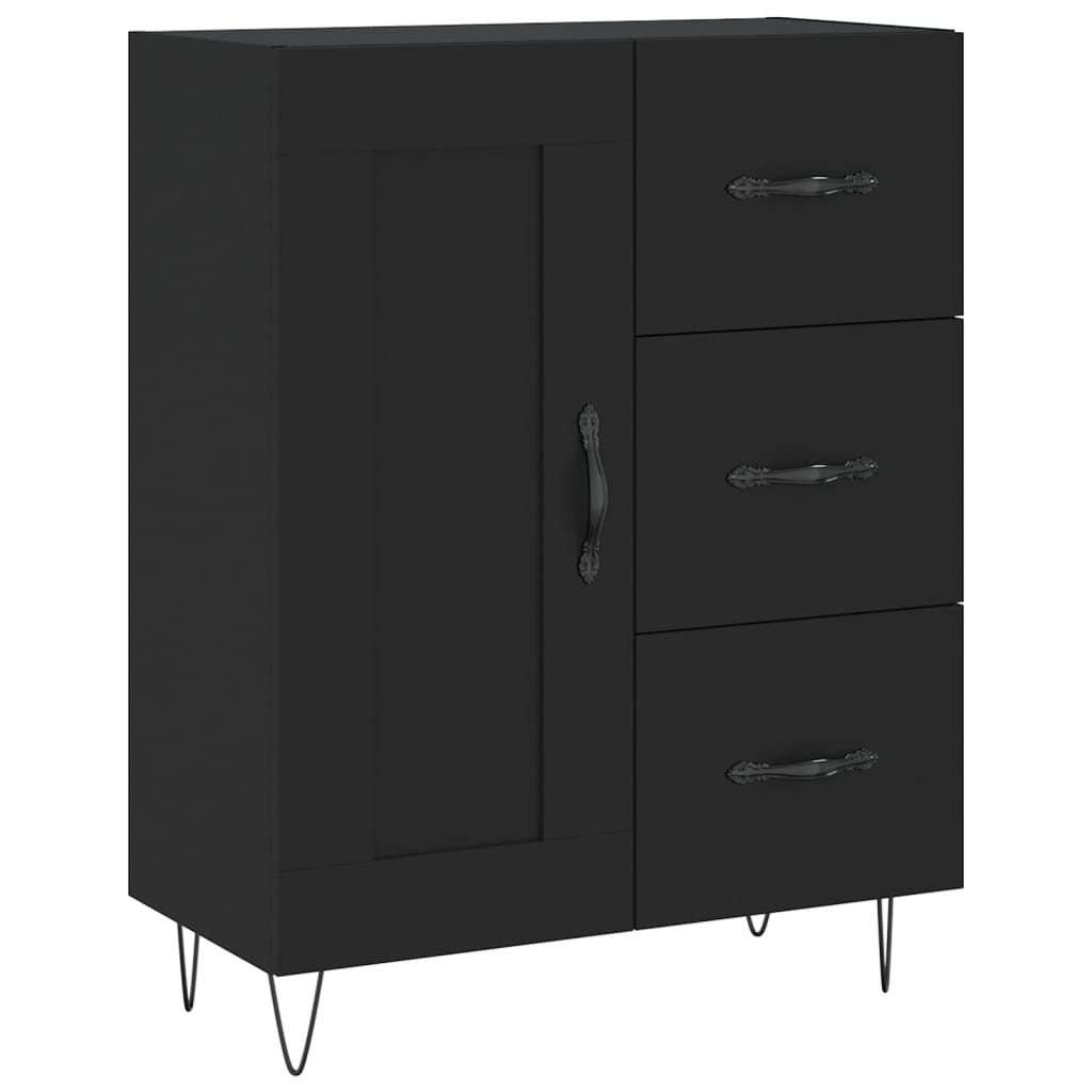skænk 69,5x34x90 cm konstrueret træ sort