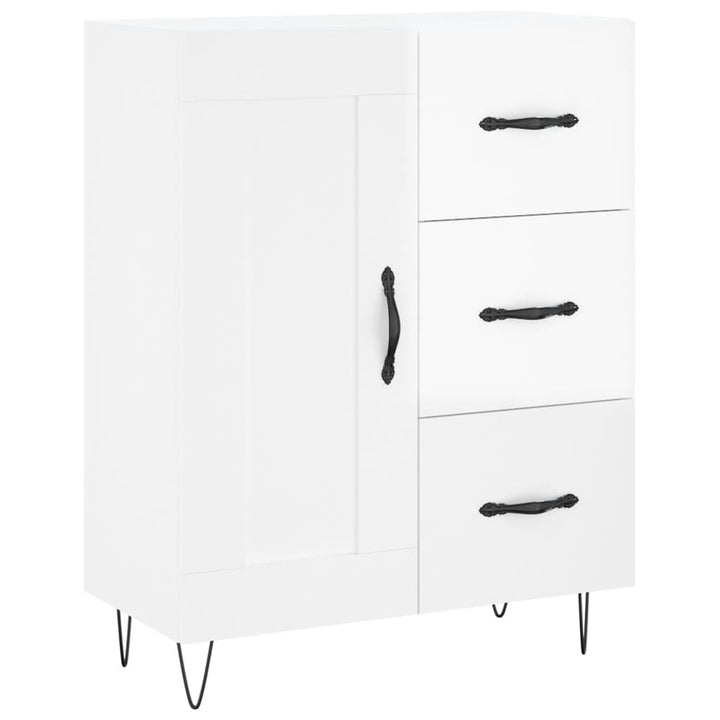 skænk 69,5x34x90 cm konstrueret træ hvid højglans