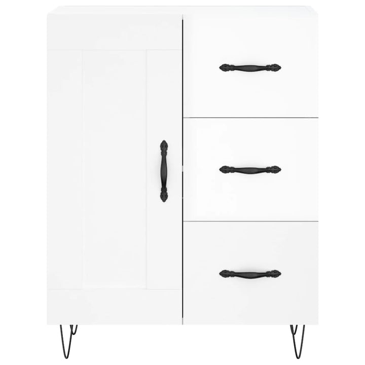 skænk 69,5x34x90 cm konstrueret træ hvid højglans