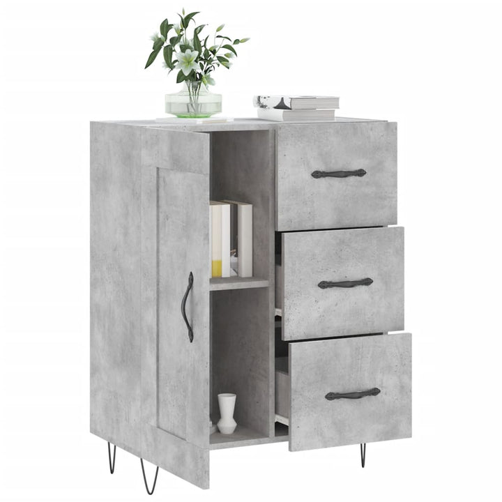 skænk 69,5x34x90 cm konstrueret træ betongrå