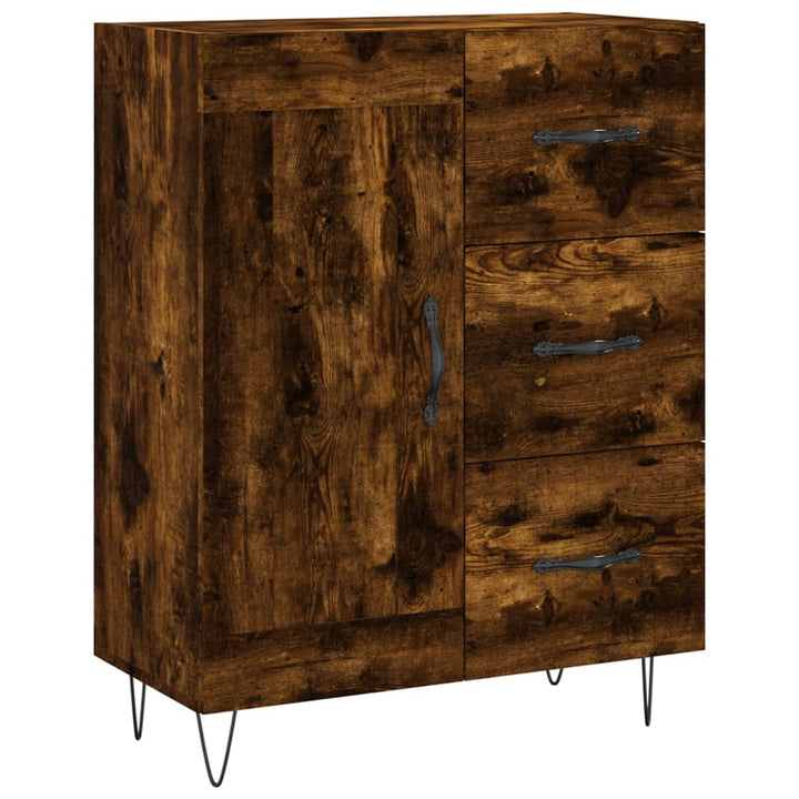 skænk 69,5x34x90 cm konstrueret træ røget egetræsfarve