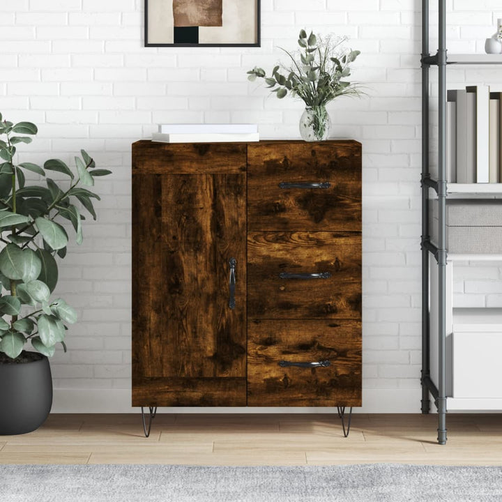 skænk 69,5x34x90 cm konstrueret træ røget egetræsfarve
