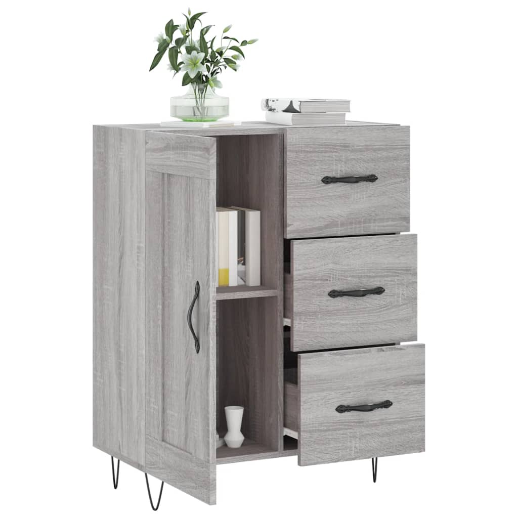 skænk 69,5x34x90 cm konstrueret træ grå sonoma-eg