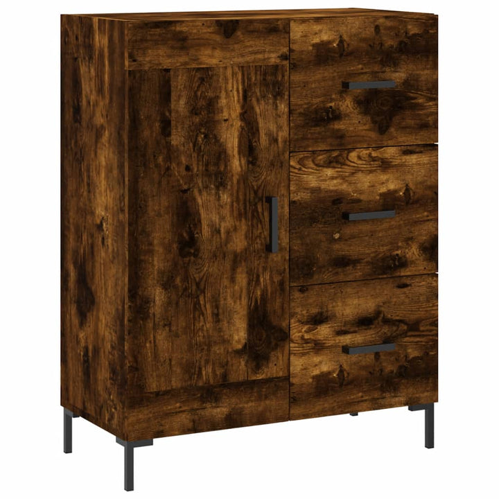 skænk 69,5x34x90 cm konstrueret træ røget egetræsfarve