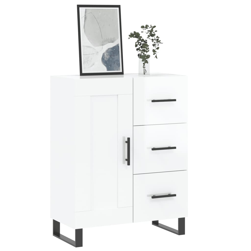 skænk 69,5x34x90 cm konstrueret træ hvid højglans