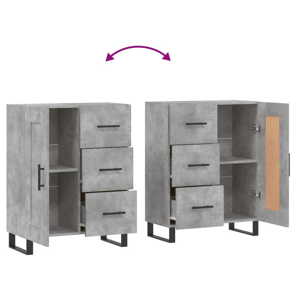 skænk 69,5x34x90 cm konstrueret træ betongrå