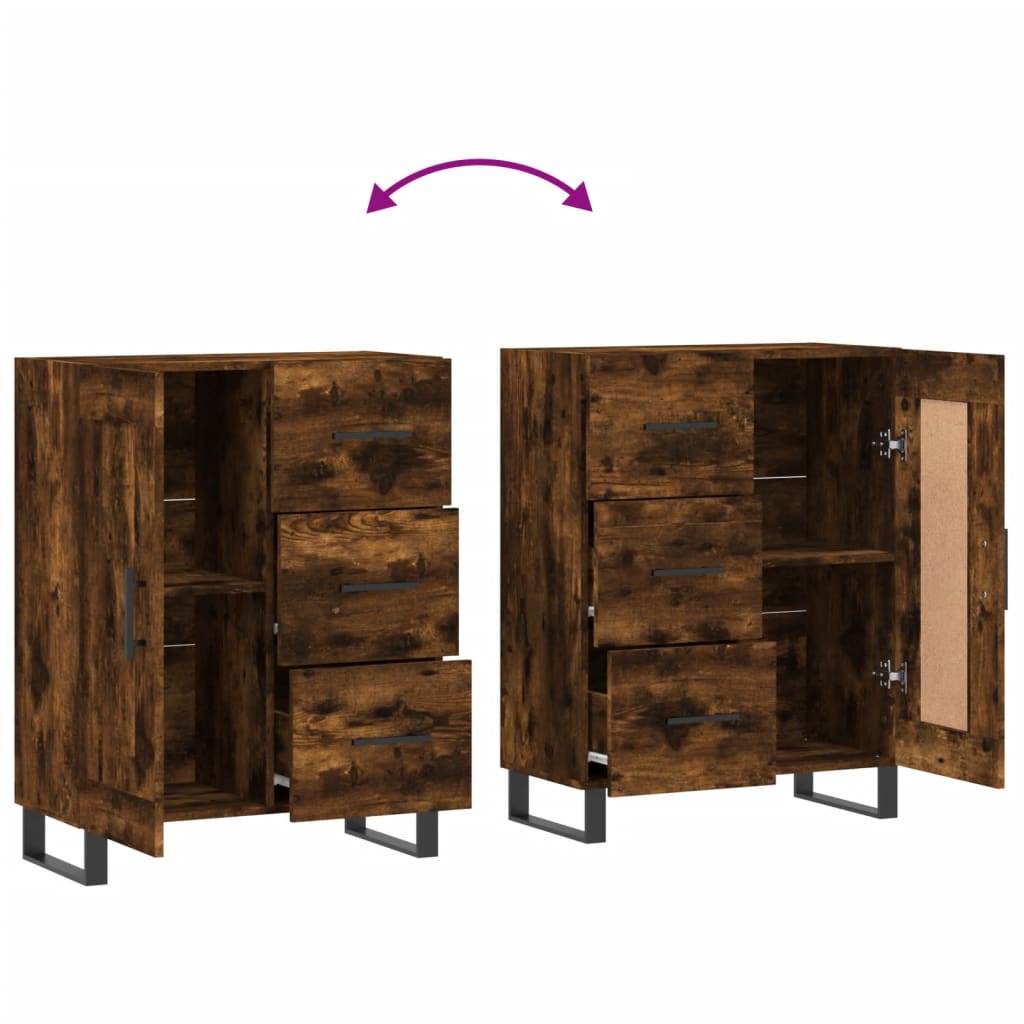 skænk 69,5x34x90 cm konstrueret træ røget egetræsfarve