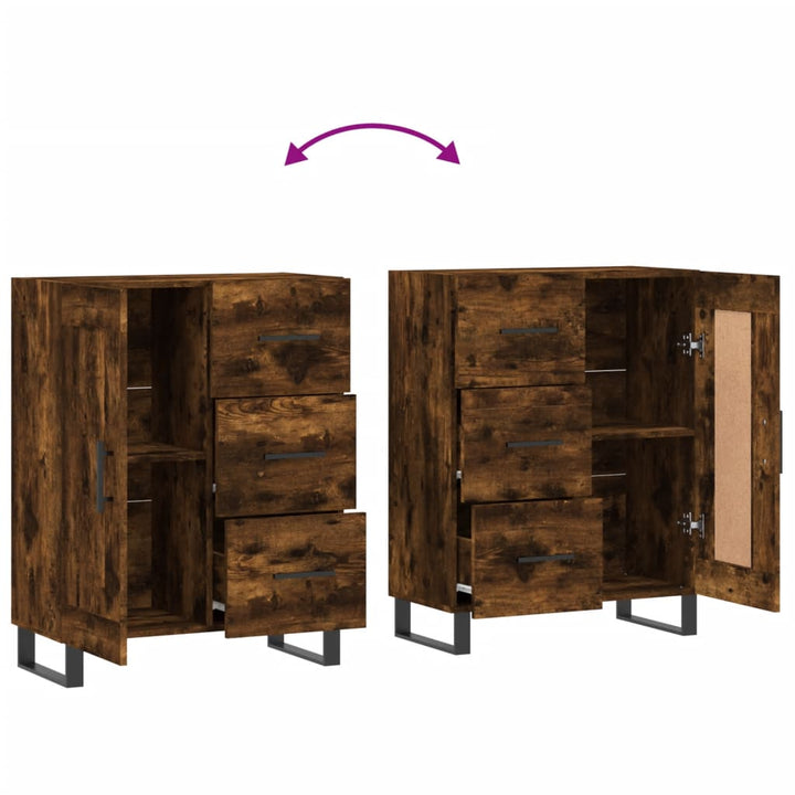 skænk 69,5x34x90 cm konstrueret træ røget egetræsfarve