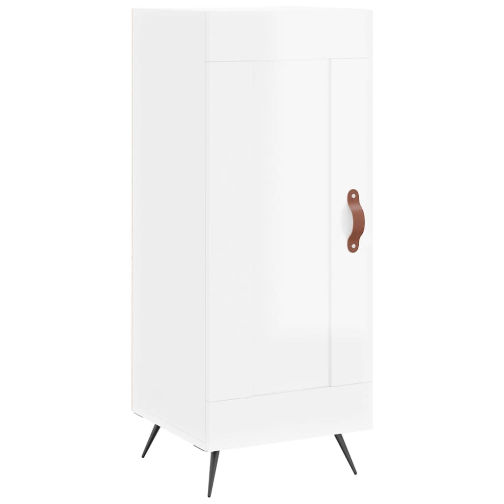 skænk 34,5x34x90 cm konstrueret træ hvid højglans