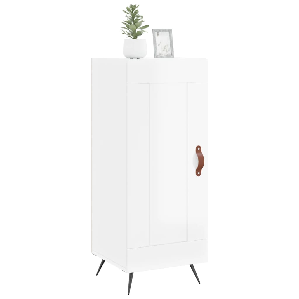 skænk 34,5x34x90 cm konstrueret træ hvid højglans