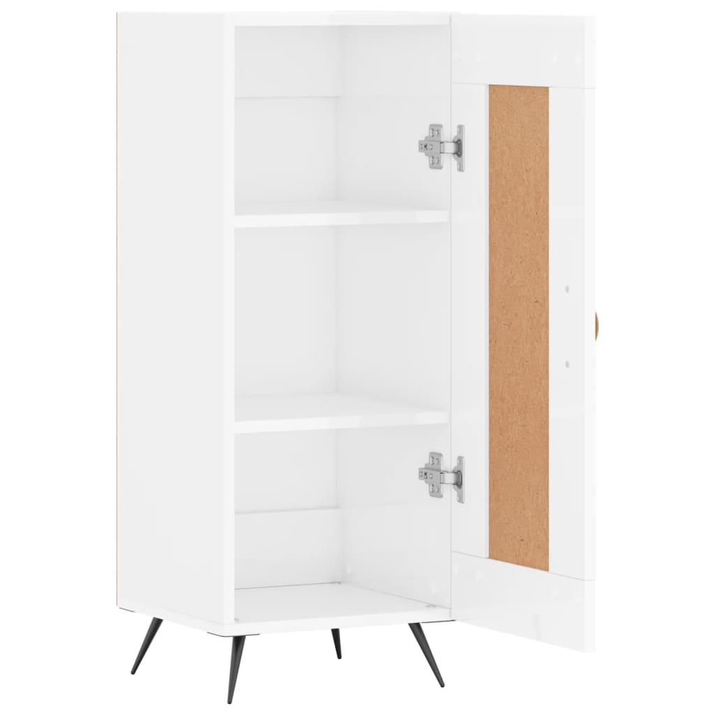 skænk 34,5x34x90 cm konstrueret træ hvid højglans