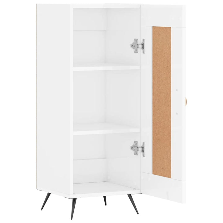 skænk 34,5x34x90 cm konstrueret træ hvid højglans