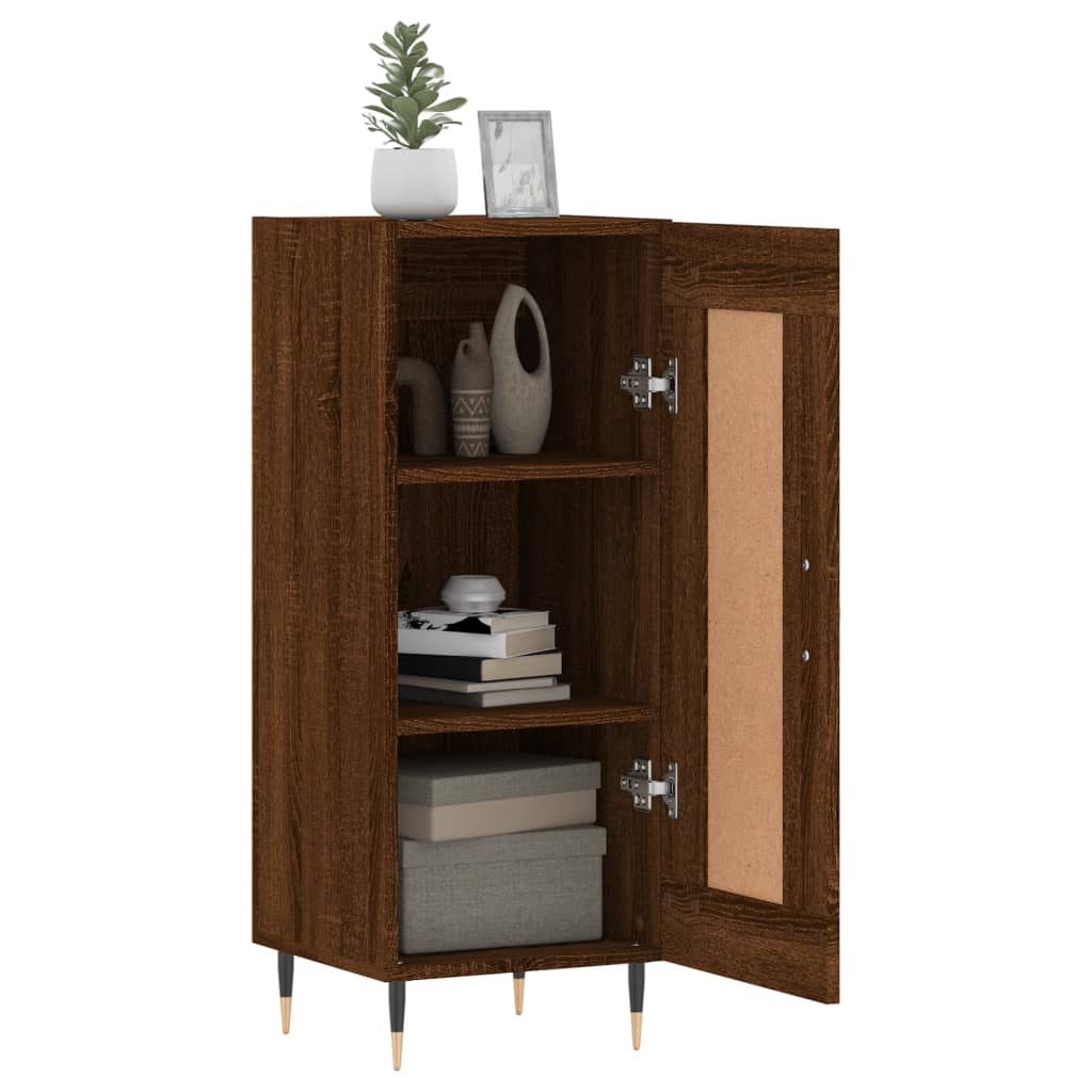 skænk 34,5x34x90 cm konstrueret træ brun egetræsfarve