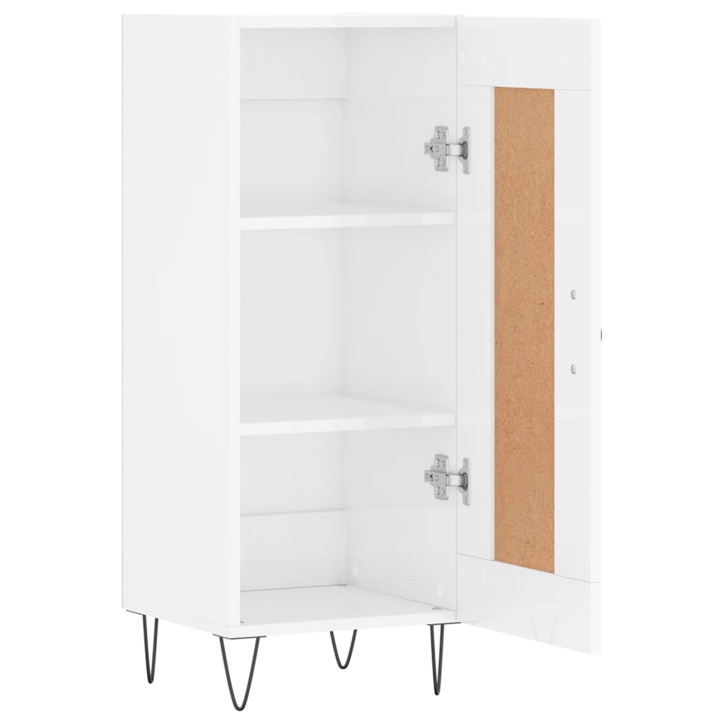 skænk 34,5x34x90 cm konstrueret træ hvid højglans
