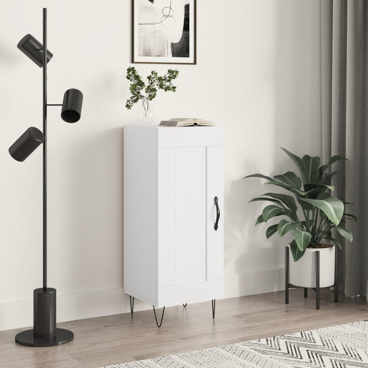 skænk 34,5x34x90 cm konstrueret træ hvid højglans