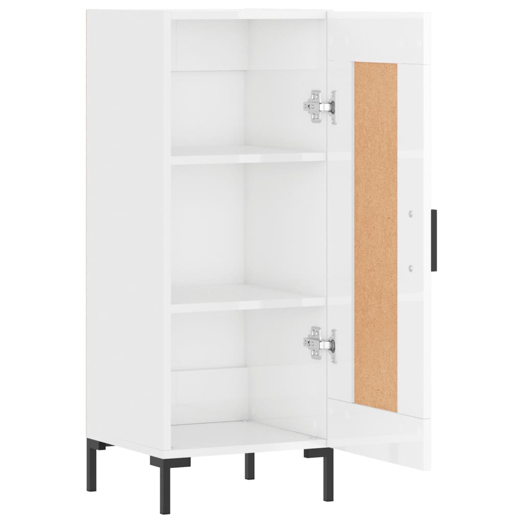skænk 34,5x34x90 cm konstrueret træ hvid højglans