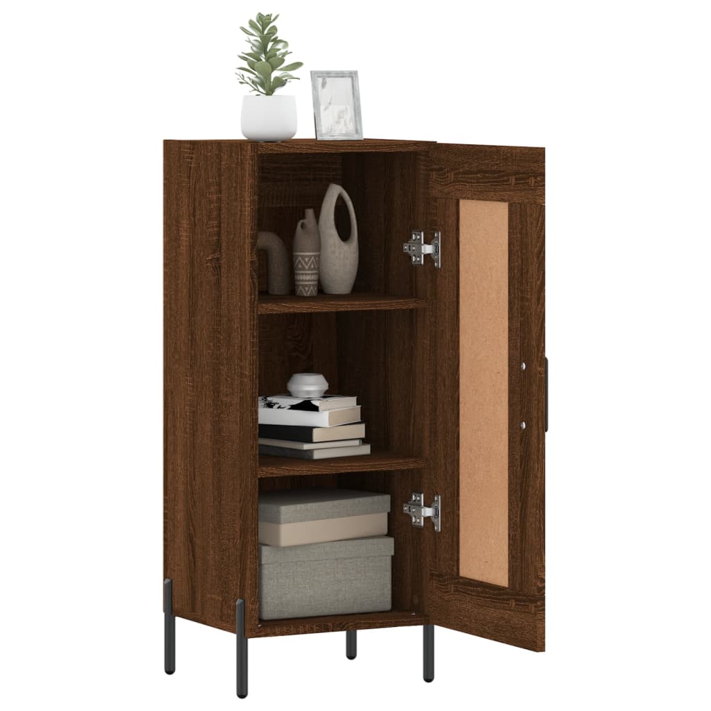 skænk 34,5x34x90 cm konstrueret træ brun egetræsfarve