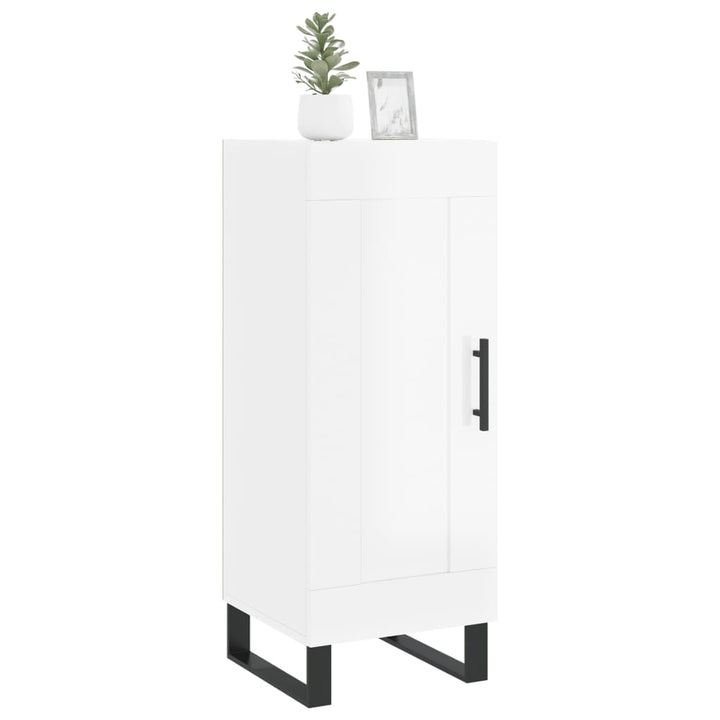 skænk 34,5x34x90 cm konstrueret træ hvid højglans