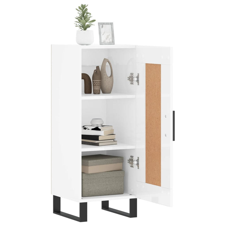 skænk 34,5x34x90 cm konstrueret træ hvid højglans