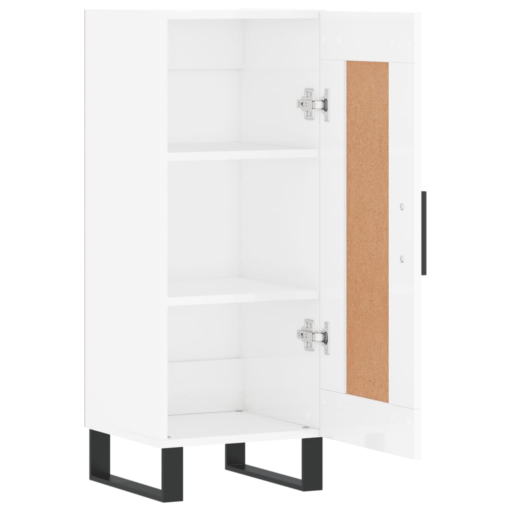 skænk 34,5x34x90 cm konstrueret træ hvid højglans