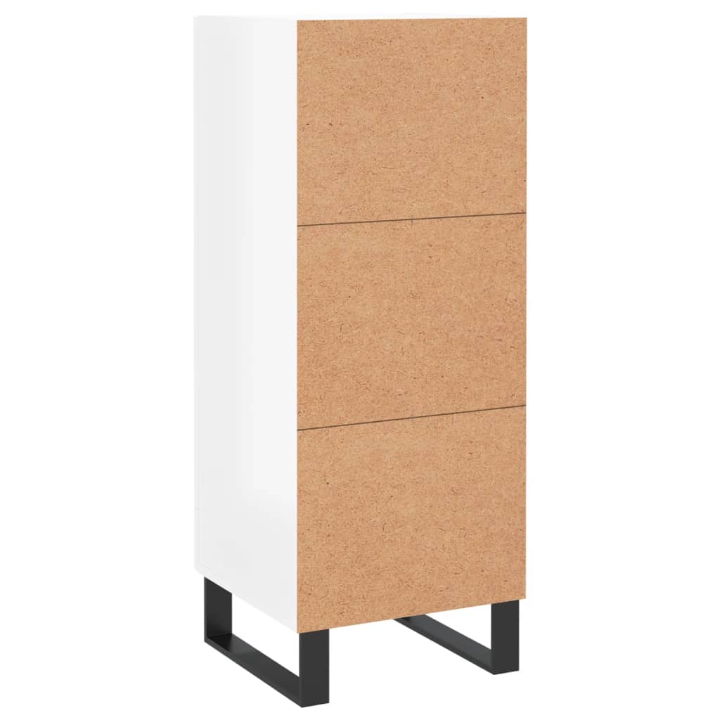 skænk 34,5x34x90 cm konstrueret træ hvid højglans