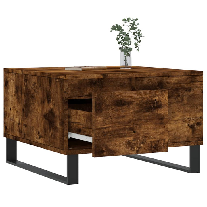 sofabord 55x55x36,5 cm konstrueret træ røget egetræsfarve